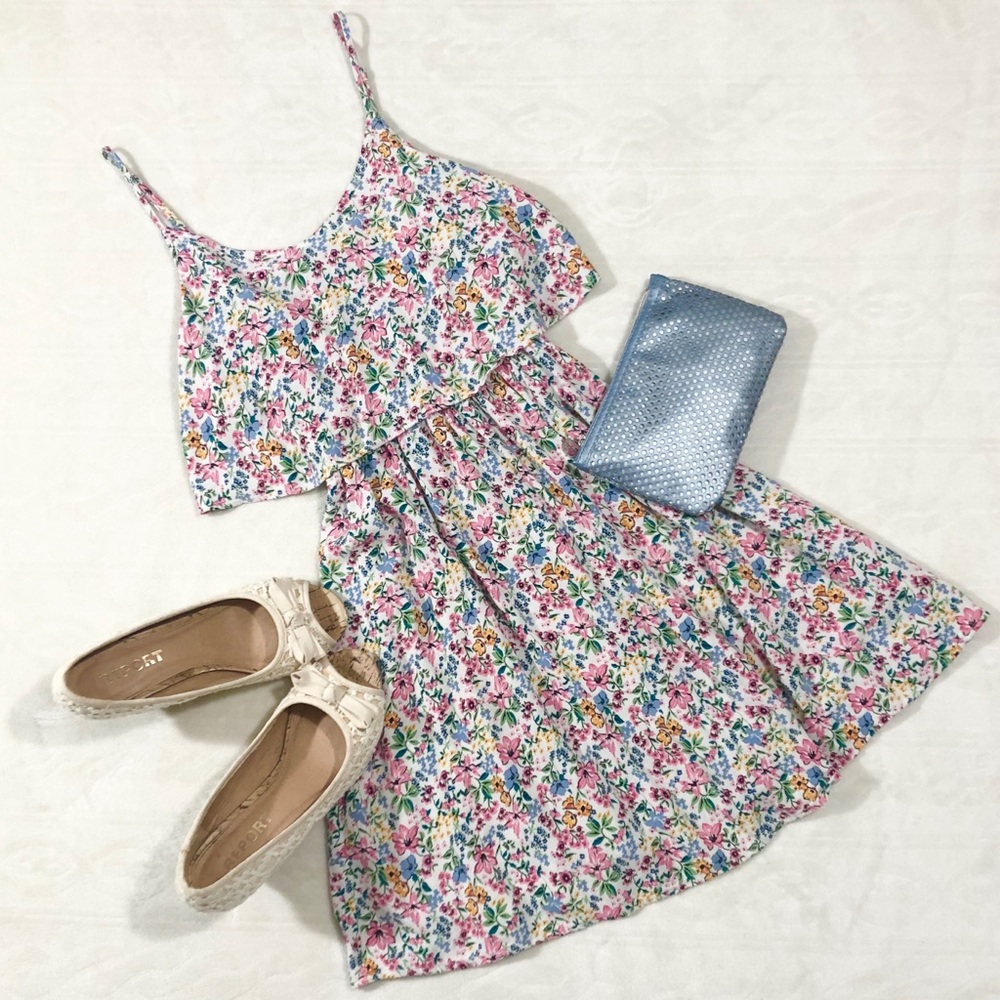 Divided White Floral Dress Peplum Top Size 2